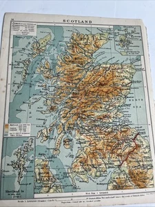 1923: Map Of Scotland Physical BC #14 Old Antique Antiquarian Gift - Picture 1 of 11
