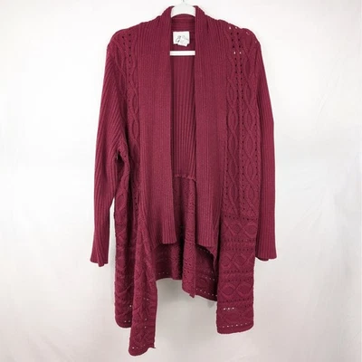 Suéter Cárdigan Plumero Tejido con Cable Borgoña OSO CASUALS Y2K Grunge Indie Sleaze Foto 1 de 4