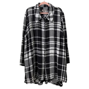 Flachs Hemdblusenkleid Damen 2G 22-24 schwarz weiß Leinen kariert Flanell Mini Taschen - Bild 1 von 9