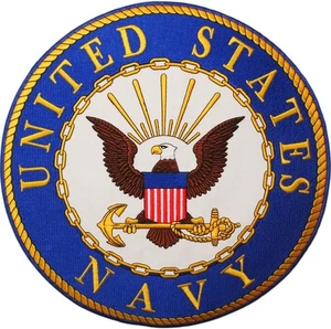 US NAVY 10" Extra-Large Round Emblem Patch for Vests or Jackets USN Embroidered - Bild 1 von 1