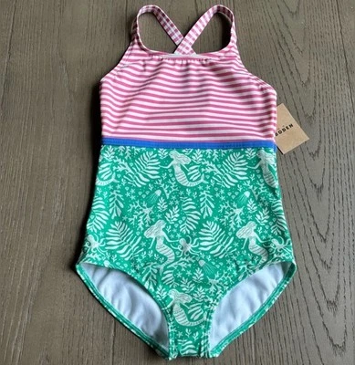 Mini Boden Niños Sirena Traje de Baño Talla 8/9 años Rayas Una Pieza ¡NUEVO CON ETIQUETAS!! Foto 1 de 2