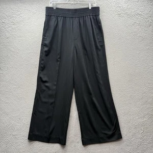 Madewell The Carley Softdrape Wide-Leg Pull-on Pants Black Slash Pockets Size L - Picture 1 of 13