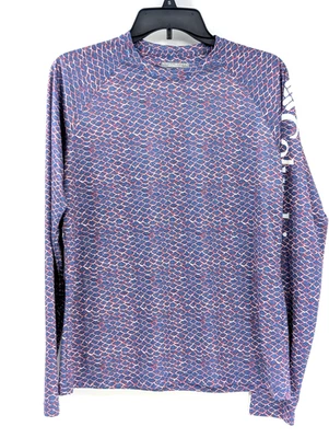 Camisa Columbia Omni-Shade Protección Solar Azul Escala de Peces Manga Larga Talla Mediana Foto 1 de 4