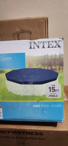 Intex 15ft x 10in Round Pool Cover for Metal Frame Above Ground Pools - Picture 1 of 5