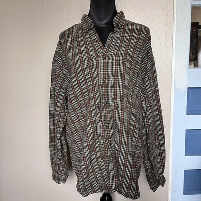 90-х фигурист зеленый и оранжевый клетку фланели рубашка на пуговицах размер большой - Изображение 1 из 4