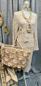 NWT Being Crochet Skirt With Top Size S With Bag And Jewelry  - Picture 1 of 7