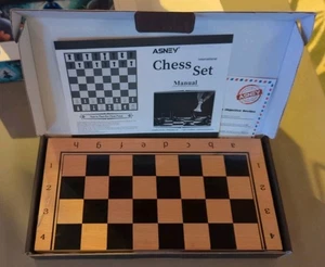 ASNEY 12” Exquisite Artisan Carved Wooden Chess Set Folding . New In Box NIB - Picture 1 of 4