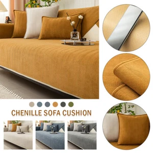Chenille Fabric Sofa Cover Mat Universal Non-Slip Cushion Backrest Slipcover - Picture 1 of 27