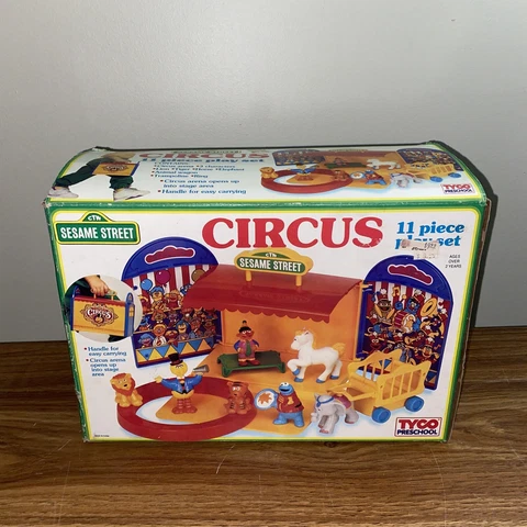Vintage Sesame Street Circus Play set 1993 TYCO 11 Pieces New In Box NOS Cover