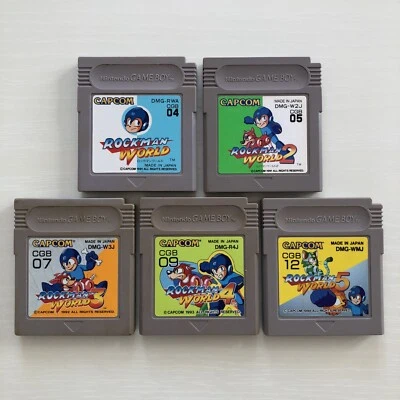 Rockman World 1 2 3 4 5 Megaman Nintendo Game Boy set of 5 GB Capcom Used Japan - Image 1 of 4