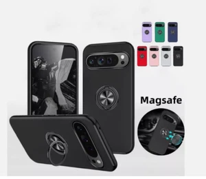 Funda protectora híbrida magnética de silicona con soporte de 8 anillos para teléfono Google Pixel 9/9Pro/ - Imagen 1 de 11