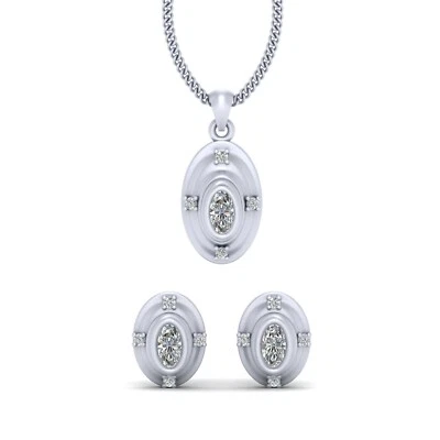 Conjunto de aretes colgantes de diamantes con forma ovalada de oro blanco conjunto de boda joyería nupcial Foto 1 de 4