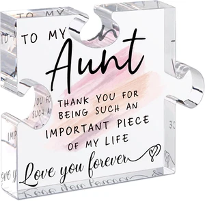 Aunt Gifts from Niece - Unique Aunt Birthday Acrylic Puzzle-Shaped Plaque Desk D - Picture 1 of 9