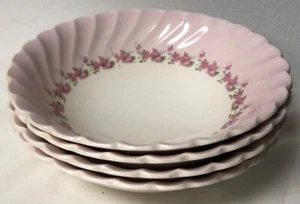 MYOTT 4 OLDE CHELSEA STAFFORDSHIRE PINK PETITE ROSE ENGLAND SOUP CERIAL BOWLS - Picture 1 of 10
