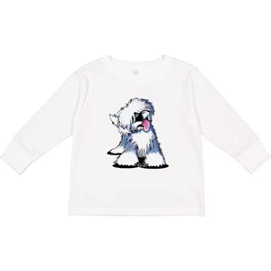 Inktastic Old English Sheepdog Toddler Long Sleeve T-Shirt - KiniArt Oes Dog Kim - Picture 1 of 6