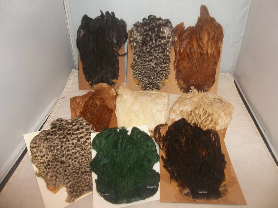 Hen cape (neck) soft hackle grizzly dun white red olive black  - Image 1 of 1