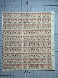 US Stamps (Scott J90) 2c. Postage Due Stamps Sheet of 100 MNH NG (Cat. $25) - Picture 1 of 3
