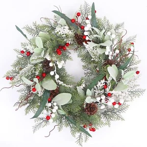 22 Inch Christmas Wreaths for Front Door Christmas Wreath with Pinecone Berry... - Picture 1 of 6
