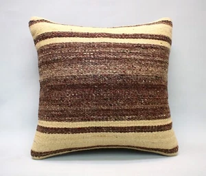 Kilim Square Pillow, 18x18 in, Decorative Throw Cushion, Handmade Vintage Pillow - Picture 1 of 6