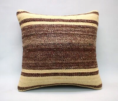 Kilim Square Pillow, 18x18 in, Decorative Throw Cushion, Handmade Vintage Pillow - Image 1 of 4
