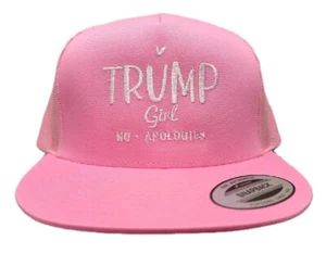 TRUMP Girl No Apologies Mesh Adjustable Snapback Direct Embroidered Flat Bill... - Picture 1 of 4