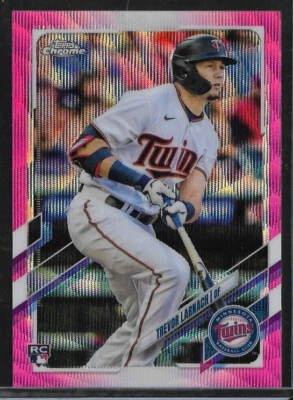2021 Topps Chrome Update #69 Trevor Larnach PINK WAVE REFRACTOR RC - Free Ship! - Image 1 of 2