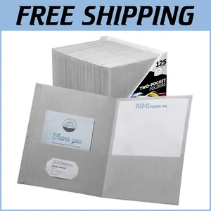200-Count Gray Textured Two-Pocket Folders - Perfect for Business or School Use - Picture 1 of 10