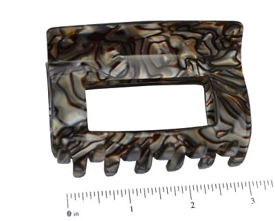 Pinza para el cabello French Amie Geo hecha a mano grande Tokio y ónix en garra de mandíbula celuloide Foto 1 de 4
