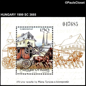 UNGARN 1999 SC 3665 QUEEN MARIA THERESAS INTRO OF MAIL COACH SVS 150fo postfrisch Sehr schön - Bild 1 von 2