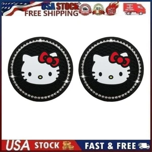 2 pk Hello Kitty Bling Car Cup Mat Car Drink Holder Insert Silicone Coaster - Picture 1 of 13