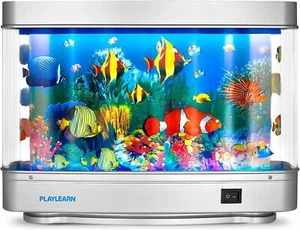 Playlearn Fake Fish Tank Mini Aquarium - Artificial Fish Tank with Moving Fish - - Picture 1 of 8