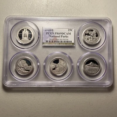 2010 S NGC PF69 UCAM - US Mint Clad Proof 5 Coin ATB Quarter Set - Image 1 of 4
