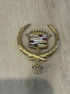 Vintage Cadillac Hood Ornament Badge Emblem Logo OEM Gold Wreath Car Part - Picture 1 of 5