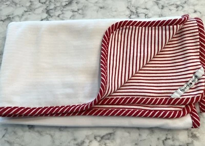 "Manta de bebé Tommy Hilfiger a rayas rojas y blancas Lovey 100 % algodón 26 1/2x29""" Foto 1 de 4