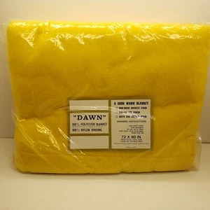 Vintage Yellow Polyester Blanket Twin/Full Never Opened - Picture 1 of 3
