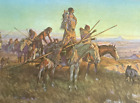 Charles Russell Print on Wood Art "The Leather Retailers" Native Americans
