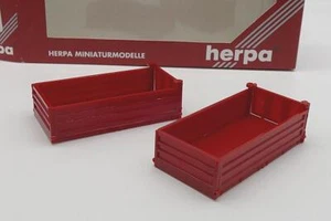 C101 Herpa camion cassone struttura per rimorchio tandem, 2 pezzi, rosso NUOVO IMBALLO ORIGINALE 051668 - Foto 1 di 6