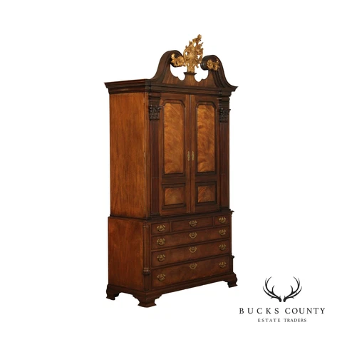 Baker Furniture Georgian Style Mahogany Linen Press Armoire Cover