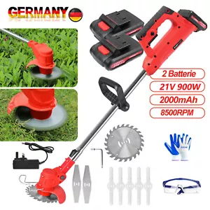 Elektro Akku-Rasentrimmer mit 2 Akku und Ladegerät Freischneider Motorsense DE - Bild 1 von 13