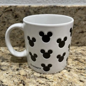 RARE Disney Hidden Mickey Mouse Head Embossed Silhouette Ceramic Mug White Black - Picture 1 of 6
