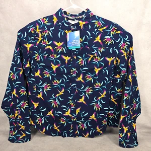 Coolibar Long Sleeve Mens Nassau Fishing Shirt XL Navy Blue Parrot UPF 50+ - Picture 1 of 23
