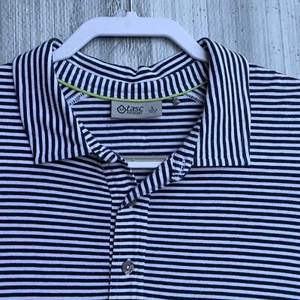 Tasc Shirt Men’s Large  Black Stripe Cotton Bamboo Stretch Performance Polo - Picture 1 of 8