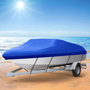 Heavy Duty Boat Cover Fishing V-Hull Waterproof Marine Grade Weather Resistant - Picture 1 of 27