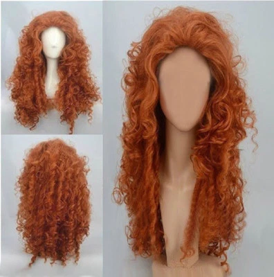 Moda Marrón Rojo Largo Ondulado Largo Mujeres Dama Niña Juegos con disfraces Pelucas + Peluca Gorra Foto 1 de 4