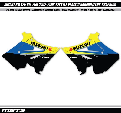 Suzuki RM125 RM250 2002-2008 Polisport Restyle cubierta de plástico/gráficos de tanque Foto 1 de 4