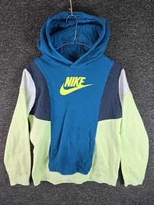 Nike Hoodie Boys X Large Green Color Block Neon Pullover Sweatshirt Standard Fit - Picture 1 of 5