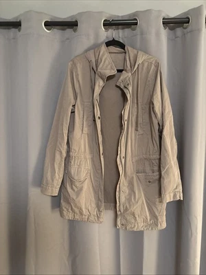 Chaqueta utilitaria James Perse estándar tostada cremallera completa con capucha carga para mujer talla 3 Foto 1 de 4