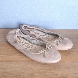 Sam Edelman Felicia Damen-Ballerinas 9 hellbraune hautfarbene Schleife minimalistische Schuhe - Bild 1 von 11