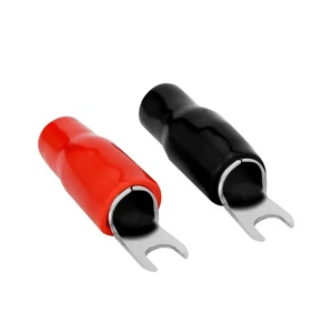 20 Stück Absperrspaten Gabel Terminal Verbinder 4 Ga AWG Stärke Crimp Rot Schwarz Boot - Bild 1 von 3