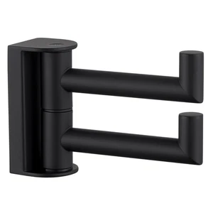 Swivel Double Towel Hook Matte Black, 304 Stainless Steel Robe Hook for Bathroom - Picture 1 of 9